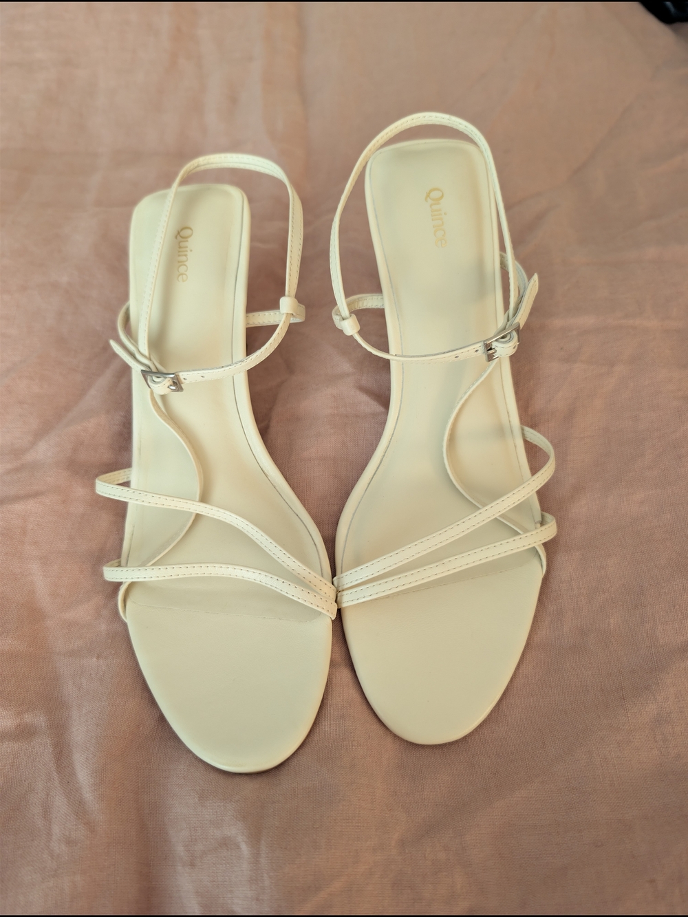 Quince 70mm Strappy Sandal Cream Bone  NEW Size 9
